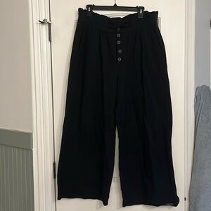 NWOT Madewell Texture & Thread Women, L Black Cropped Wide Leg Paper Bag Waist